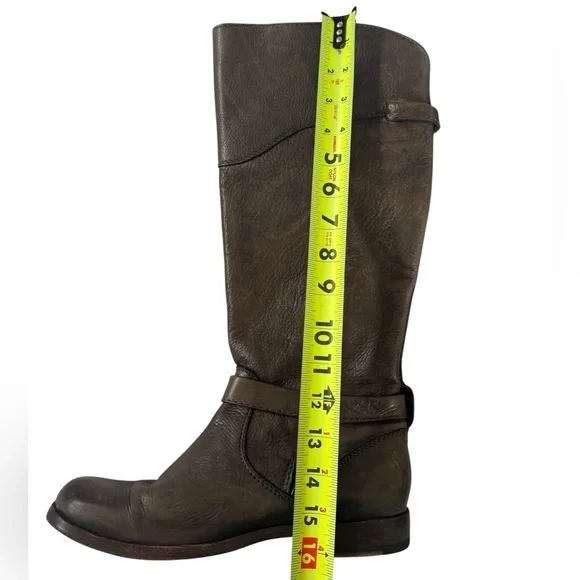 Frye Engineer Boots Brown Leather Moto Harness Mid Calf Distressed 7.5 B - Picture 12 of 16